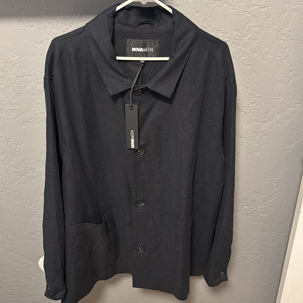 Nova men jacket. Black linen blend. XXL. NWT. New with tag.